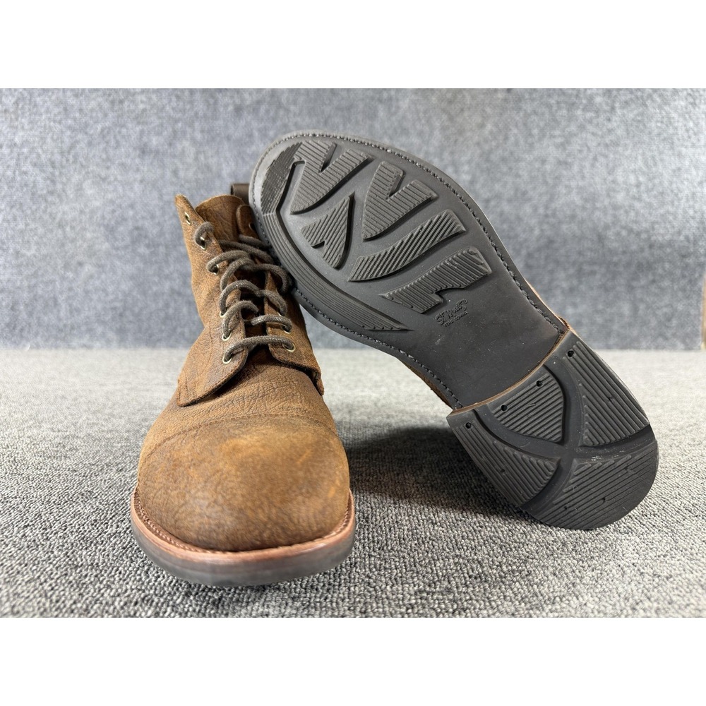 Taft Boots Mens 7 Brown Leather Combat Ankle Lace Up Rubber Sole Lined Cap Toe - Picture 6 of 13